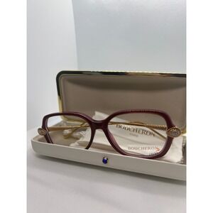 Boucheron BC00330‎ Paris Eyeglasses Frames Burgundy Gold Embellished Designer